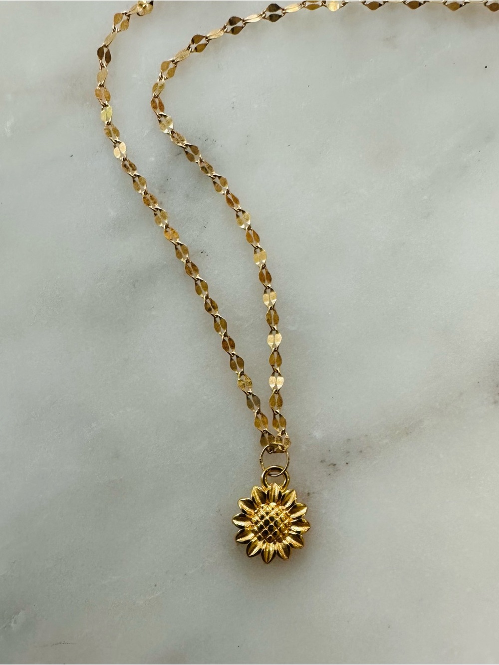 24K Solid Gold Sunflower Pendant Lucky Charm With Certificate